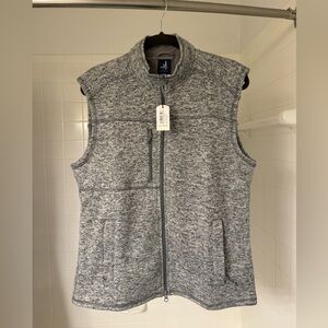 johnnie-O Wes Full Zip Fleece Vest in Light Gray